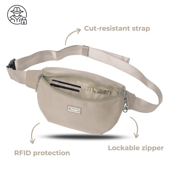 The Foldie® Crossbody Beige - Picture 1 of 10